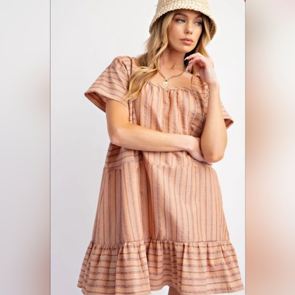 Easel Peach & Purple Linen Blend Dress | Size Large – NWT - Picture 1 of 1